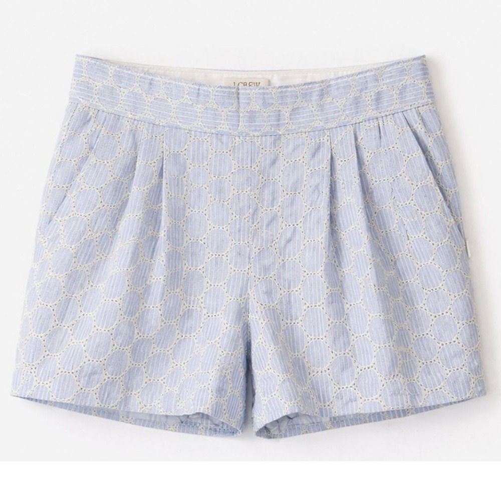 J.Crew Blue Stripe Eyelet Embroidered Lace Shorts Preppy Coastal Cottagecore